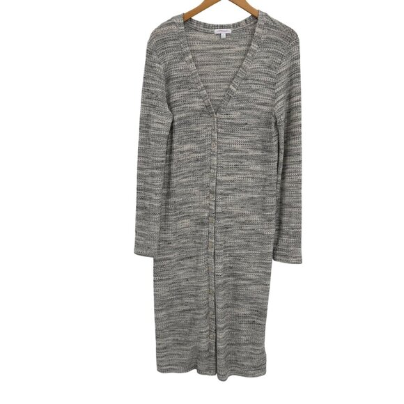 Beyond Yoga Long Cardigan Womens XL Gray Button Up Duster Waffle Knit Thermal - Picture 1 of 7